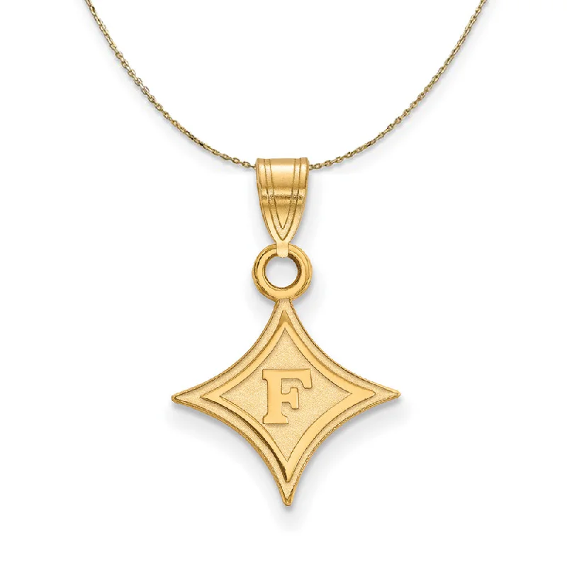 Tarnished gold necklace-14k Yellow Gold Furman U Paladins Sm Logo Necklace