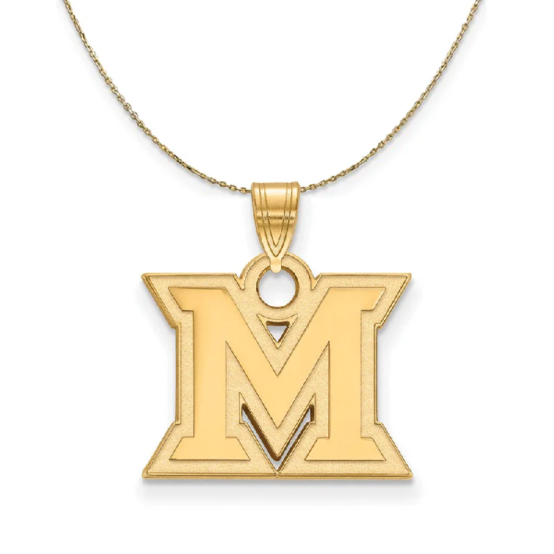 14k Yellow Gold Miami U Small Initial M Necklace