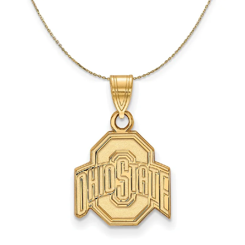 14k Yellow Gold Ohio State Small Logo Necklace