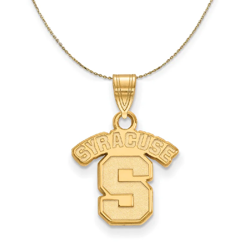 Glazed gem necklace-14k Yellow Gold Syracuse U. Small Logo Necklace