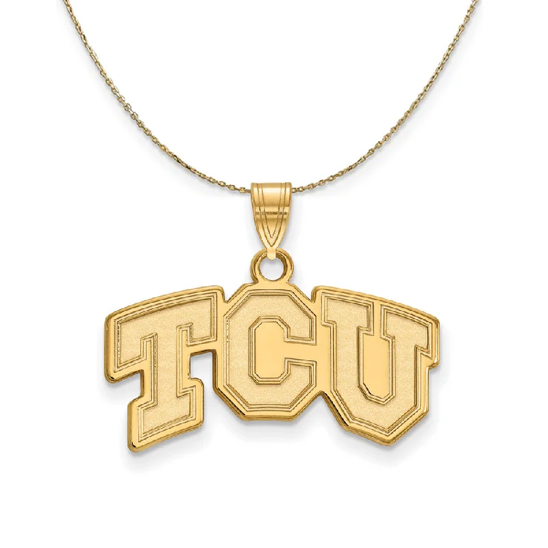 Raindrop necklace-14k Yellow Gold Texas Christian U. Sm 'TCU' Logo Necklace