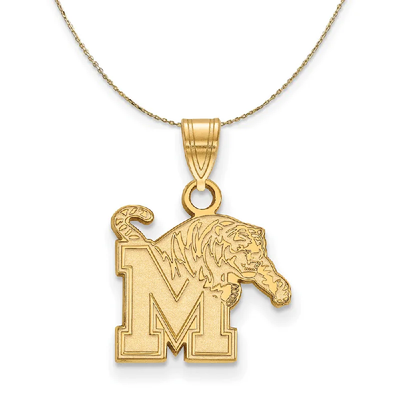 14k Yellow Gold U. of Memphis Small M Tiger Necklace