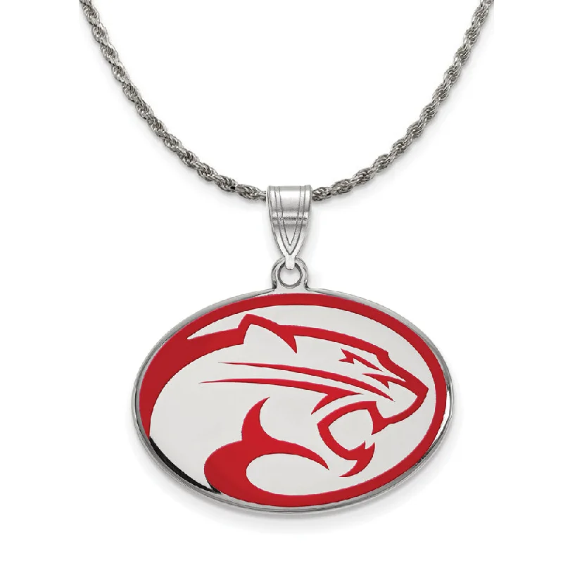 Tiled design necklace-Sterling Silver U. of Houston Large Enamel Pendant Necklace