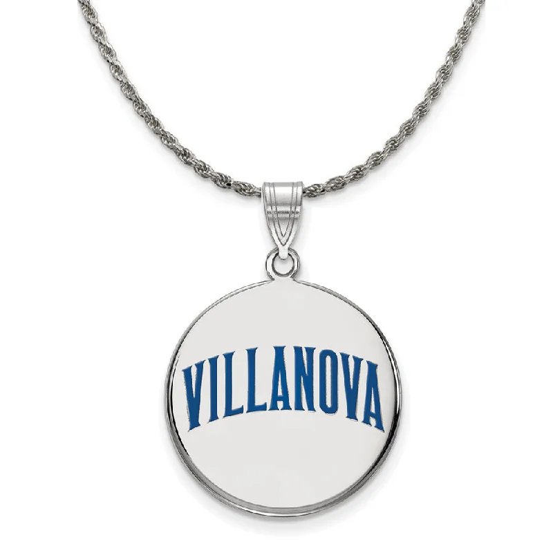 Sterling Silver Villanova U Large Enamel Disc Necklace