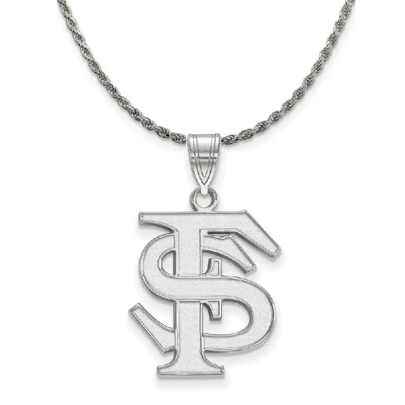 Sterling Silver Florida State Large 'FS' Necklace