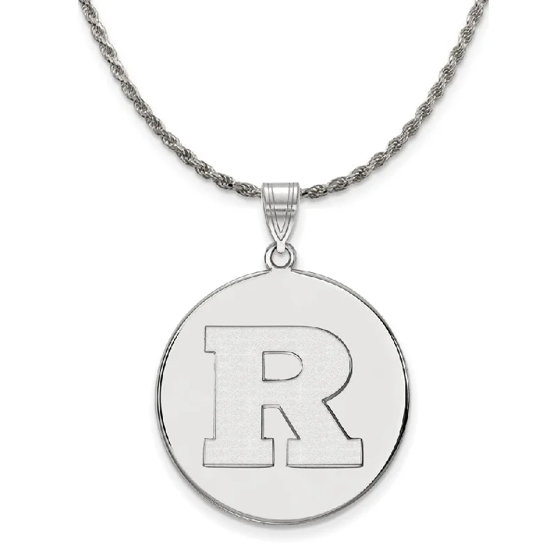 Sterling Silver Rutgers XL Initial R Disc Necklace