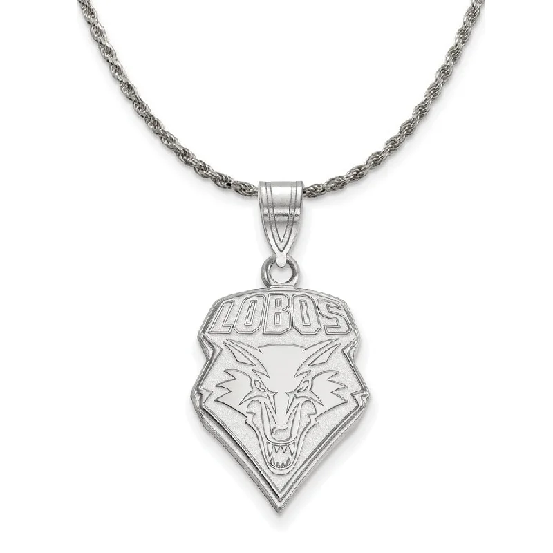 Faded silver necklace-Sterling Silver U. of New Mexico Large Lobos Necklace