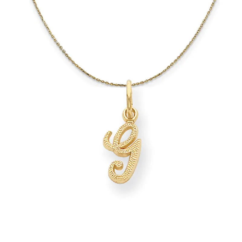 Sadie 14k Yellow Gold Satin Script Initial Necklace Letter G