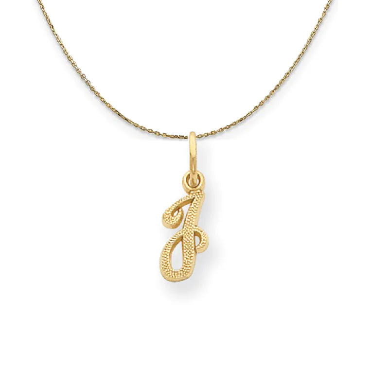 Tarnished gold necklace-Sadie 14k Yellow Gold Satin Script Initial Necklace Letter J