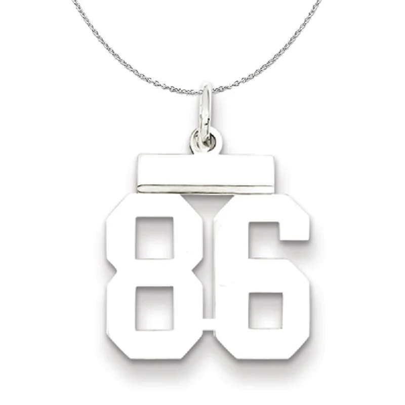 Silver, Athletic Collection, Small Polished Number 86 Necklace