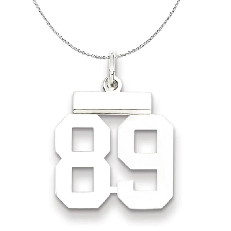 Silver, Athletic Collection, Small Polished Number 89 Necklace