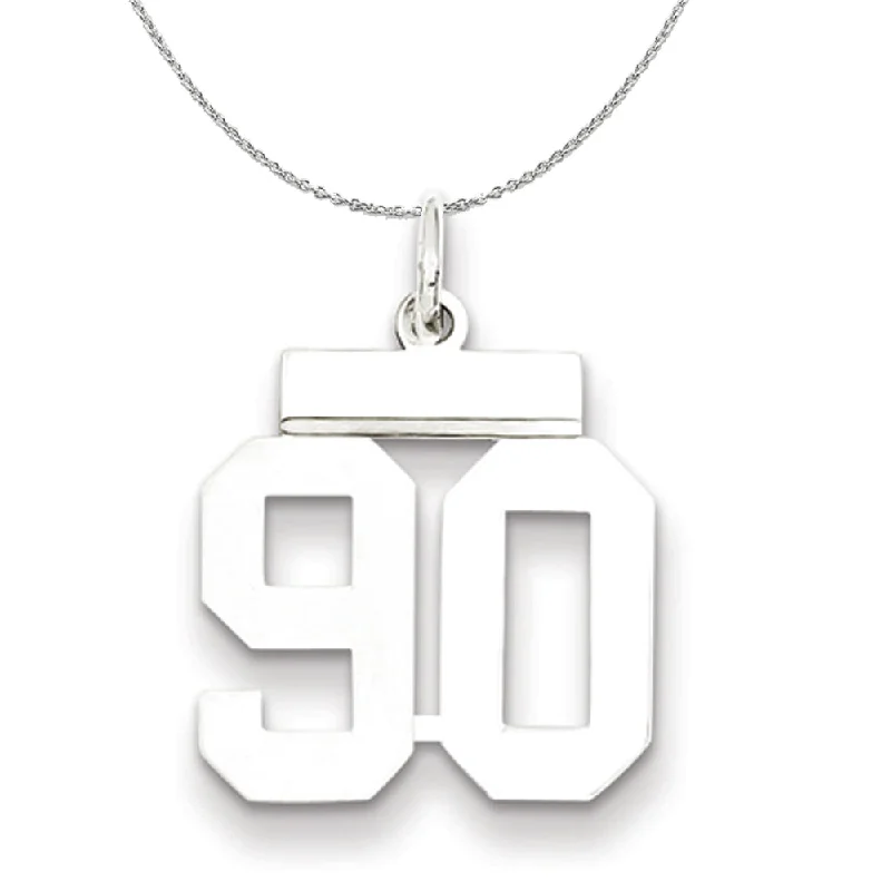 Silver, Athletic Collection, Small Polished Number 90 Necklace