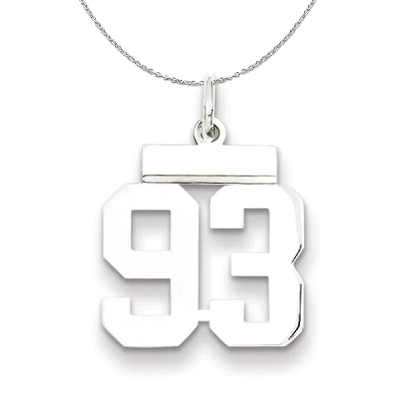 Silver, Athletic Collection, Small Polished Number 93 Necklace