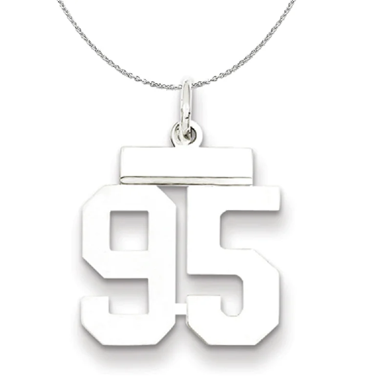 Protruding gem necklace-Silver, Athletic Collection, Small Polished Number 95 Necklace