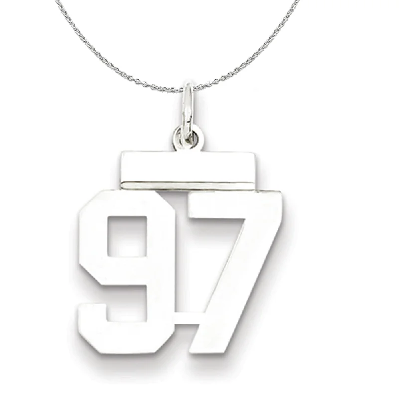 Silver, Athletic Collection, Small Polished Number 97 Necklace