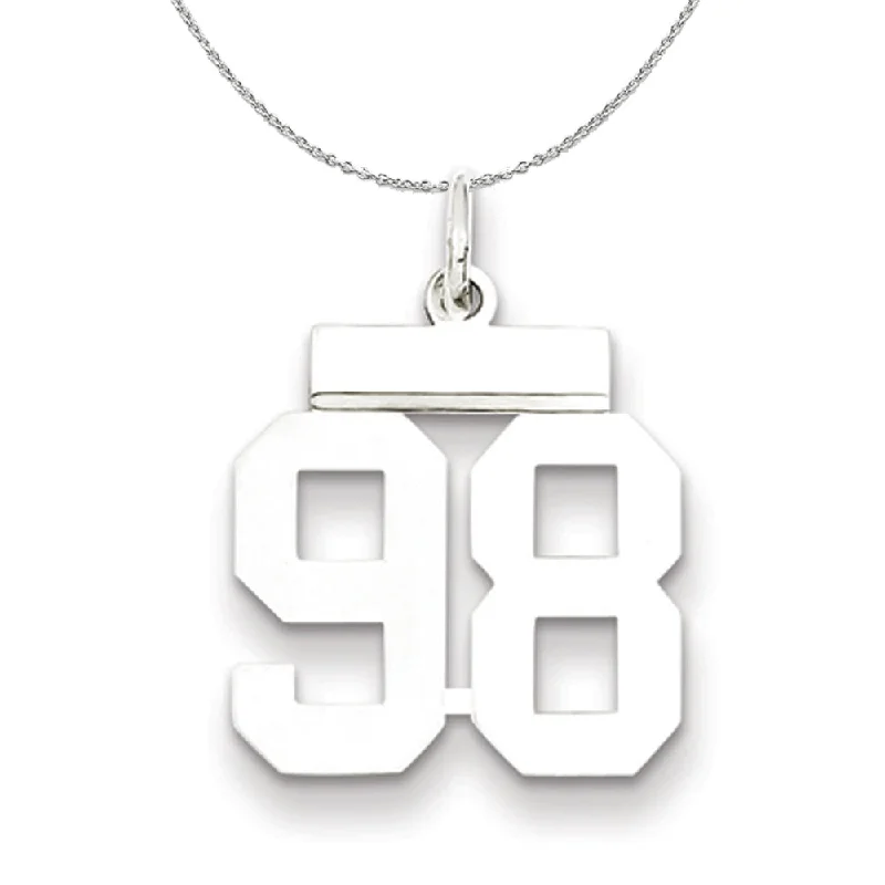 Silver, Athletic Collection, Small Polished Number 98 Necklace