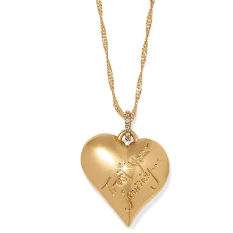 Trust Your Journey Golden Heart Necklace