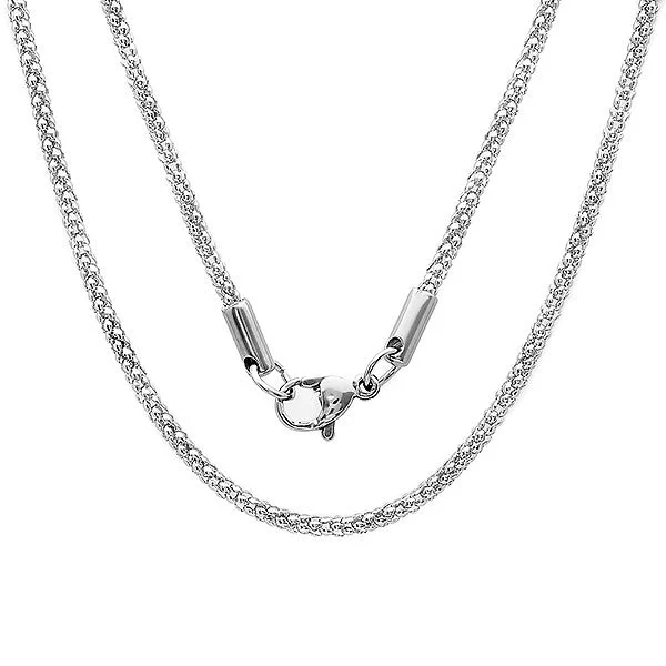 Ridged necklace-Unisex 30" CLASSICAL STAINLESS STEEL POPCORN NECKLACE