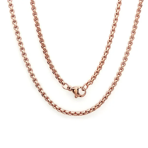 Burnished pewter necklace-Women's 18 KT Rose Gold Plated Basic Chain Necklace 16" 2mm