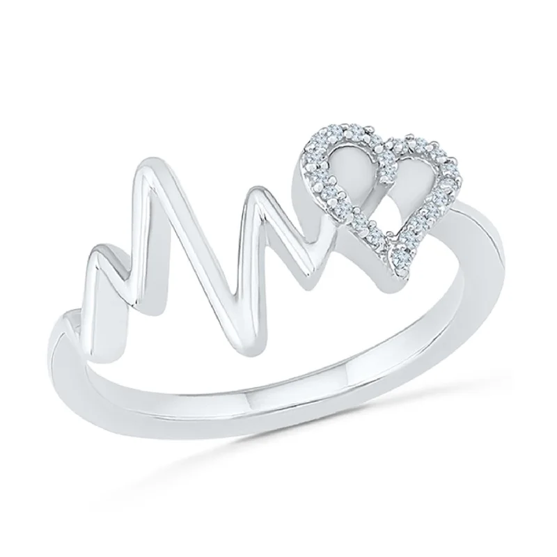 Faded finish ring-1/12 CTW Diamond Heart Ring in Sterling Silver