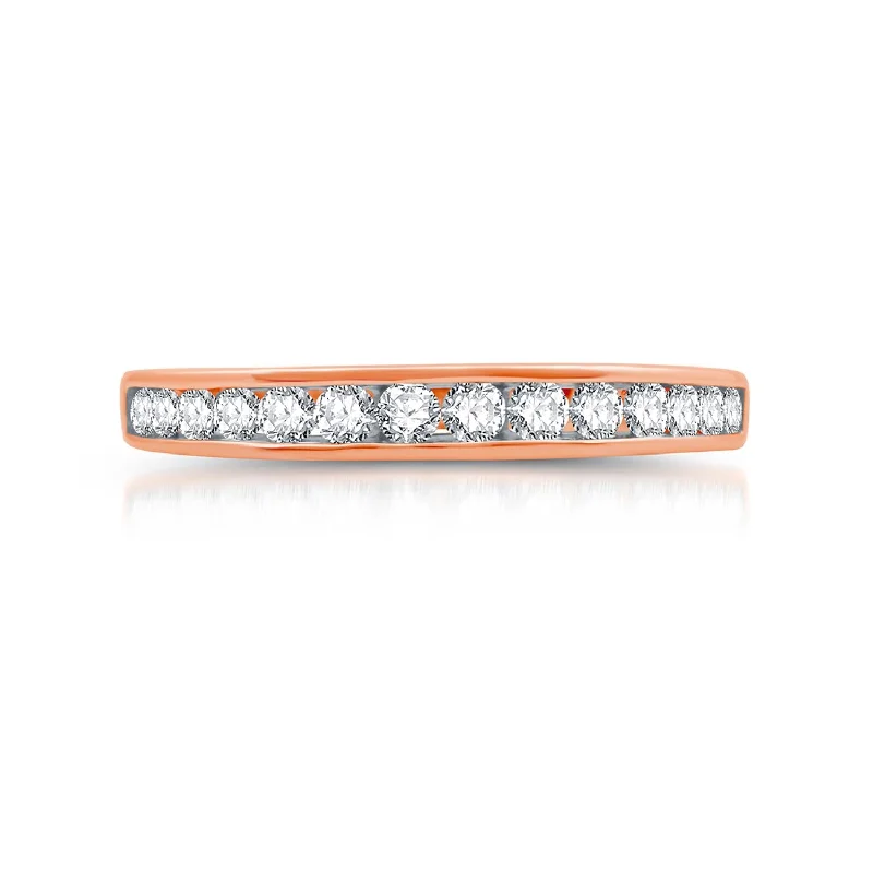 Burnished pewter ring-1/2 CTW Diamond Anniversary Ring in 10KT Rose Gold