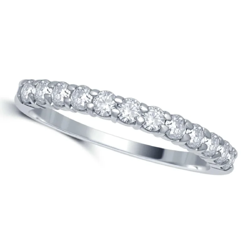 Parted band ring-1/2 CTW Diamond Wedding Ring in 14KT White Gold