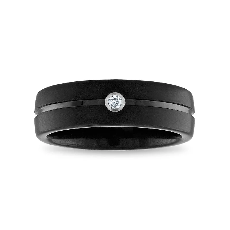 Raw pearl ring-1/25 CTW Diamond Wedding Ring in Black Tungsten