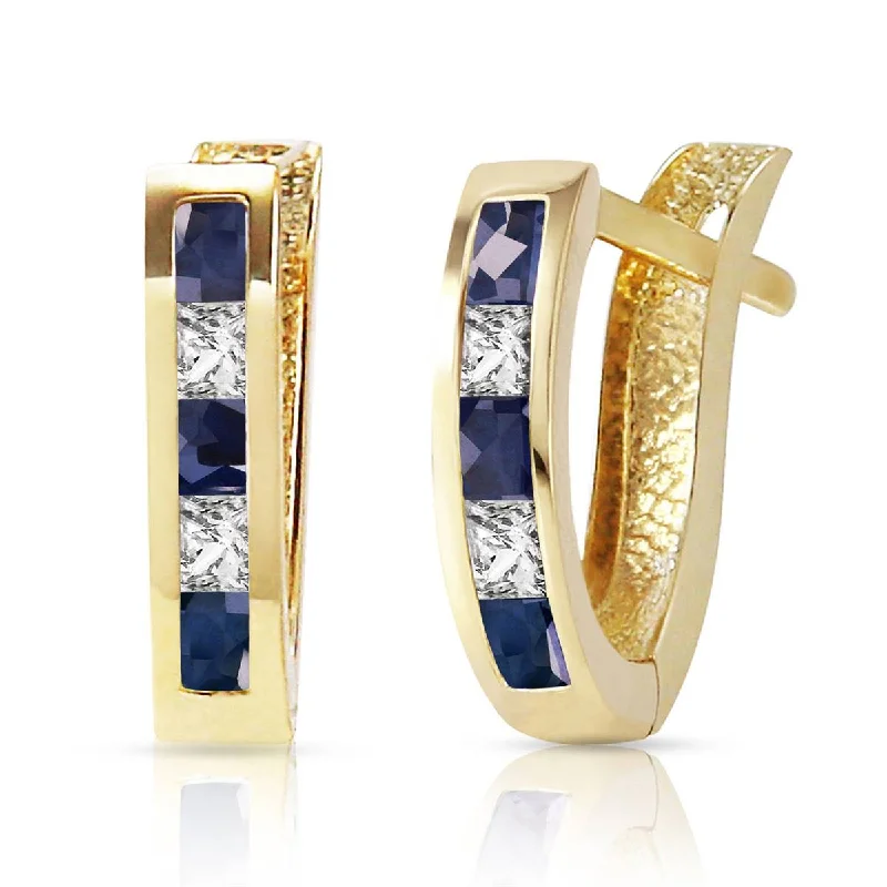 Molten gold earrings-1.26 Carat 14K Solid Yellow Gold Rhea Sapphire White Topaz Earrings