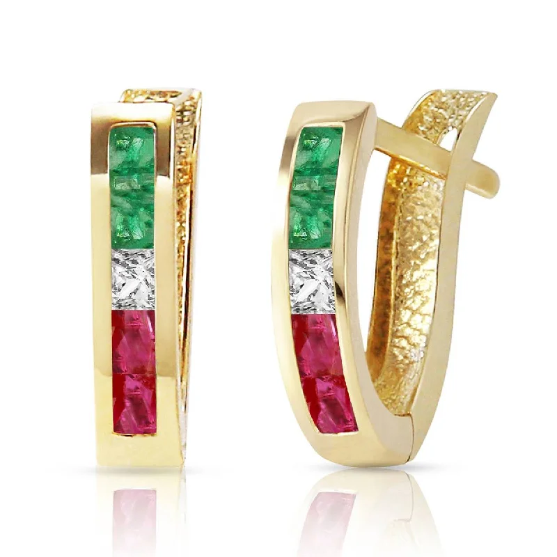 Fine-etched earrings-1.28 Carat 14K Solid Yellow Gold Roma Multi Gemstones Earrings