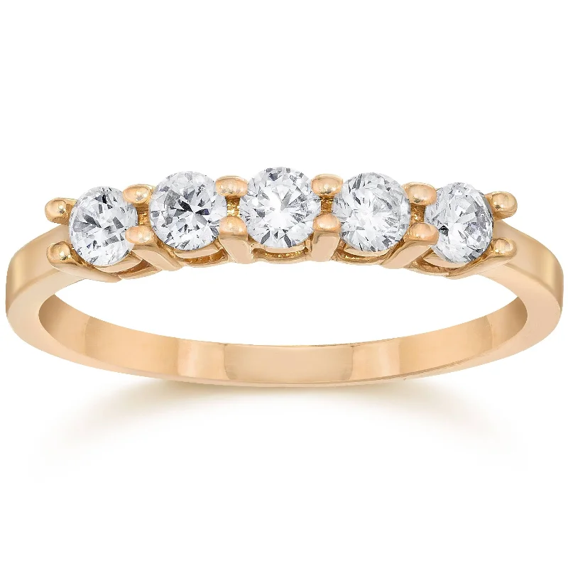 Linked-heart ring-1/2ct Five Stone Diamond Ring 10K Rose Gold