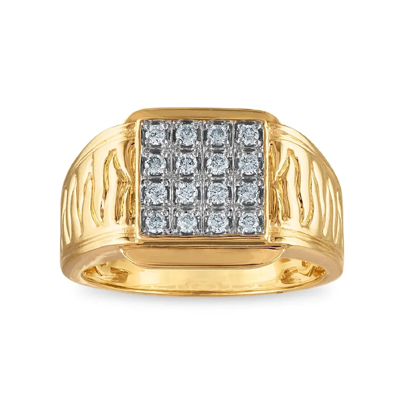 Three-gem ring-1/3 CTW Diamond Nugget Ring in 10KT Yellow Gold