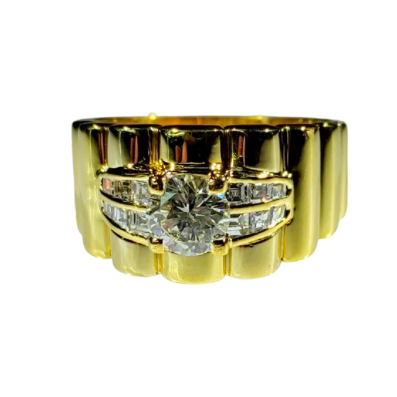 Bent stone ring-1.3ctw Diamond Men's Ring 14K