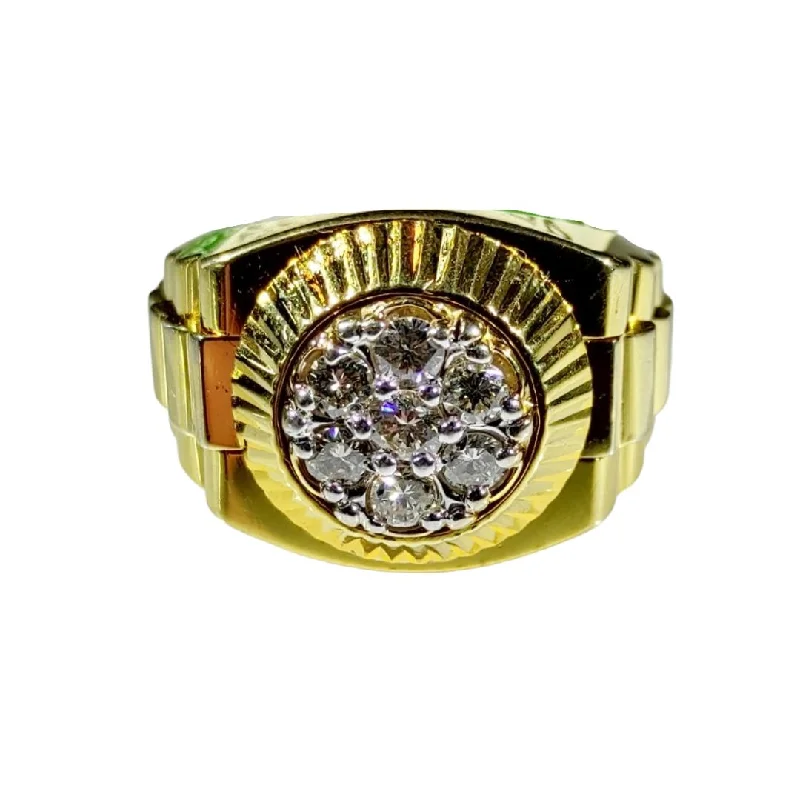 Clasped stone ring-1.3ctw Diamond Men's Ring Rolex 14K