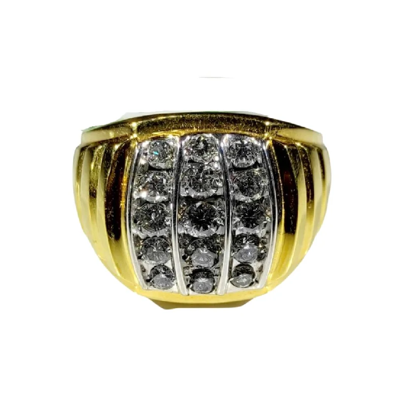 Ridged ring-1.5ctw Diamond Men's Ring 14K