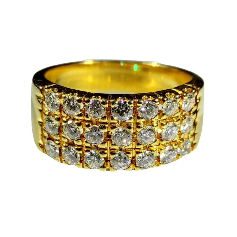 Craggy stone ring-1.5ctw Three Layer Diamond Men's Ring 14K Gold