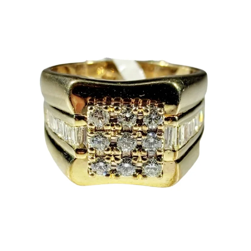 Delicate-band ring-1.9ctw Diamond Men's Ring 14K