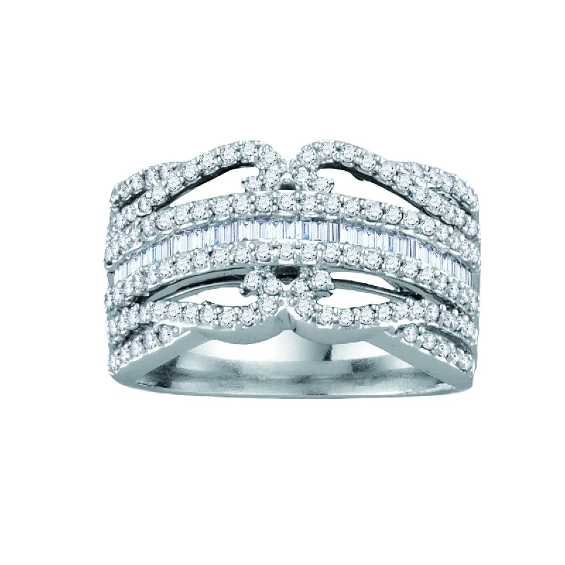 Radiant sun ring-1 CTW Diamond Anniversary Ring in 14KT White Gold