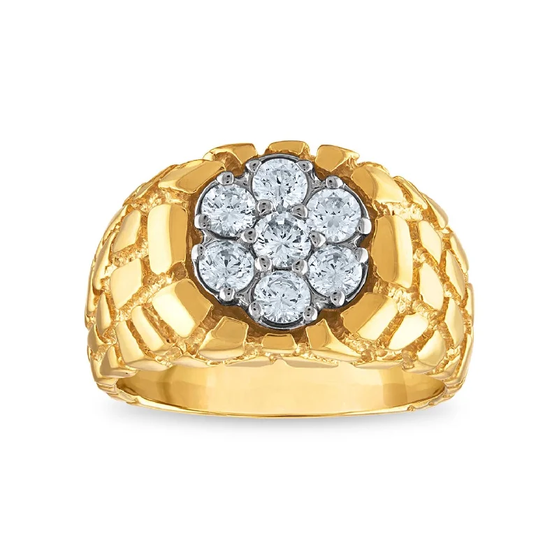 Raw pearl ring-1 CTW Diamond Nugget Ring in 10KT Yellow Gold