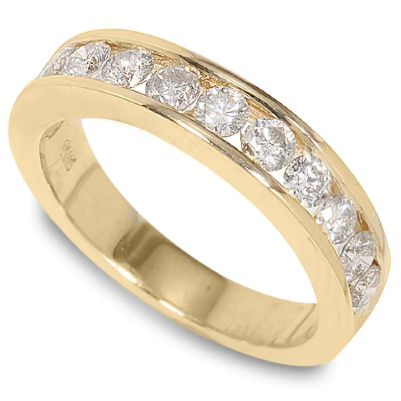 Swept design ring-1 CTW Diamond Wedding Ring in 14KT Yellow Gold