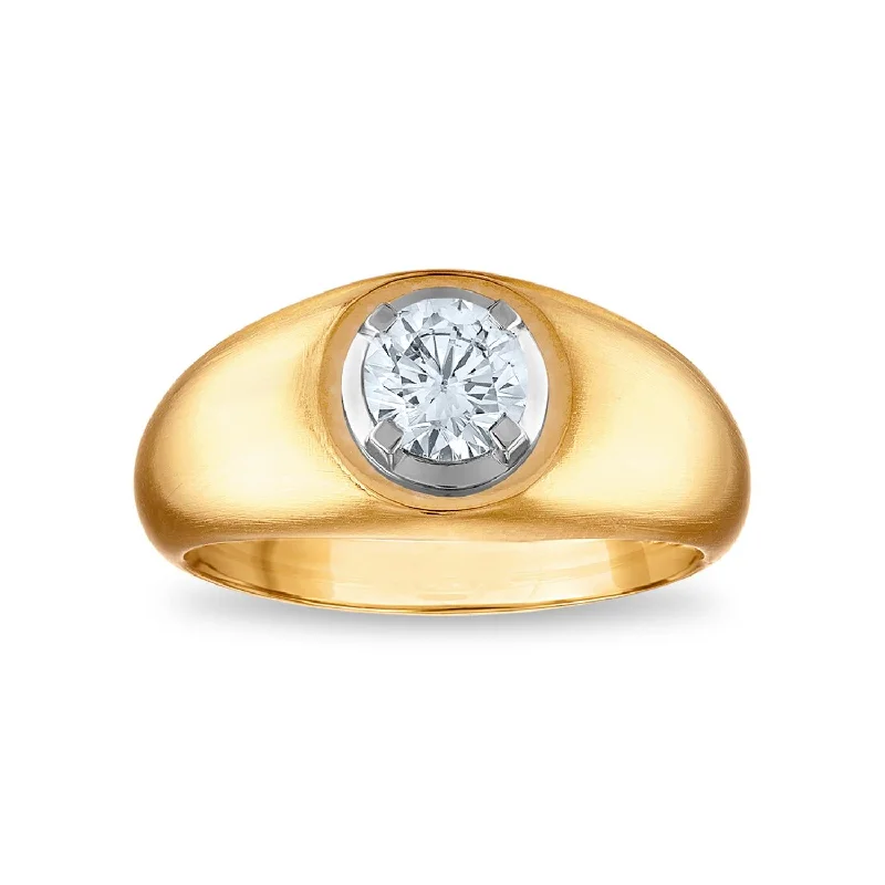 Spotted band ring-1 CTW Lab Grown Diamond Solitaire Ring in 10KT Yellow Gold