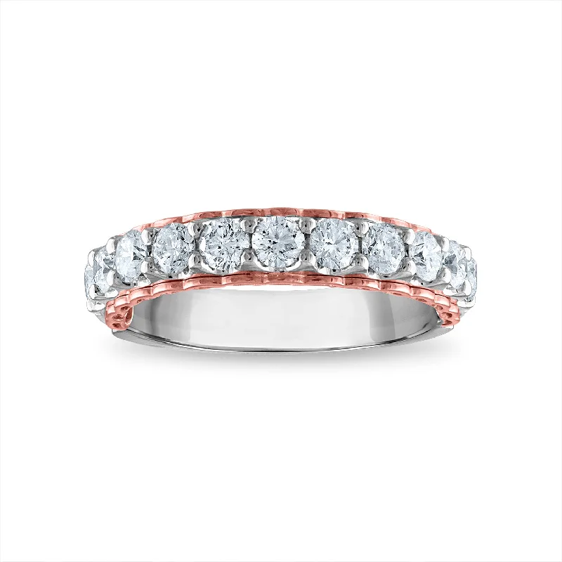 Tarnished gold ring-EcoLove 1 CTW Lab Grown Diamond Wedding Ring in 14KT White and Rose Gold