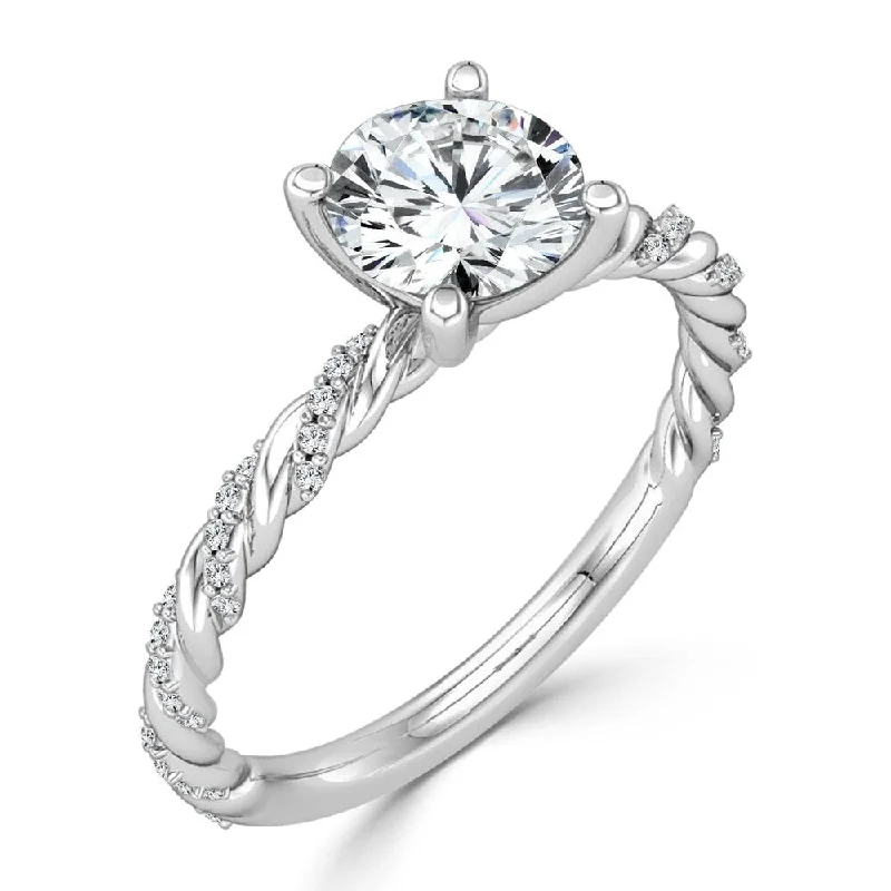 Tarnished gold ring-10K Gold Twisted Rope 1ct TDW Round Solitaire Diamond Engagement Ring by Auriya