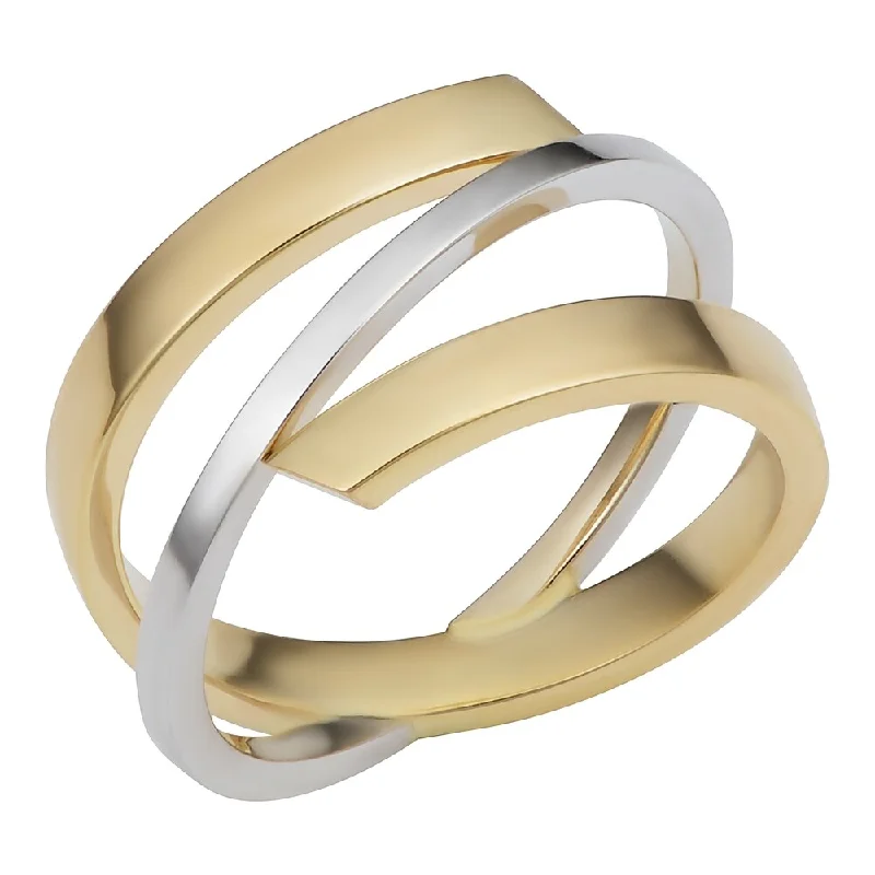 Fin motif ring-10k Two-tone Gold High Polish Ring