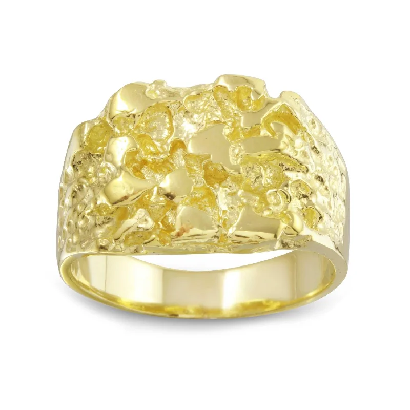 Shining cut ring-10KT Yellow Gold 13.75MM Nugget Ring