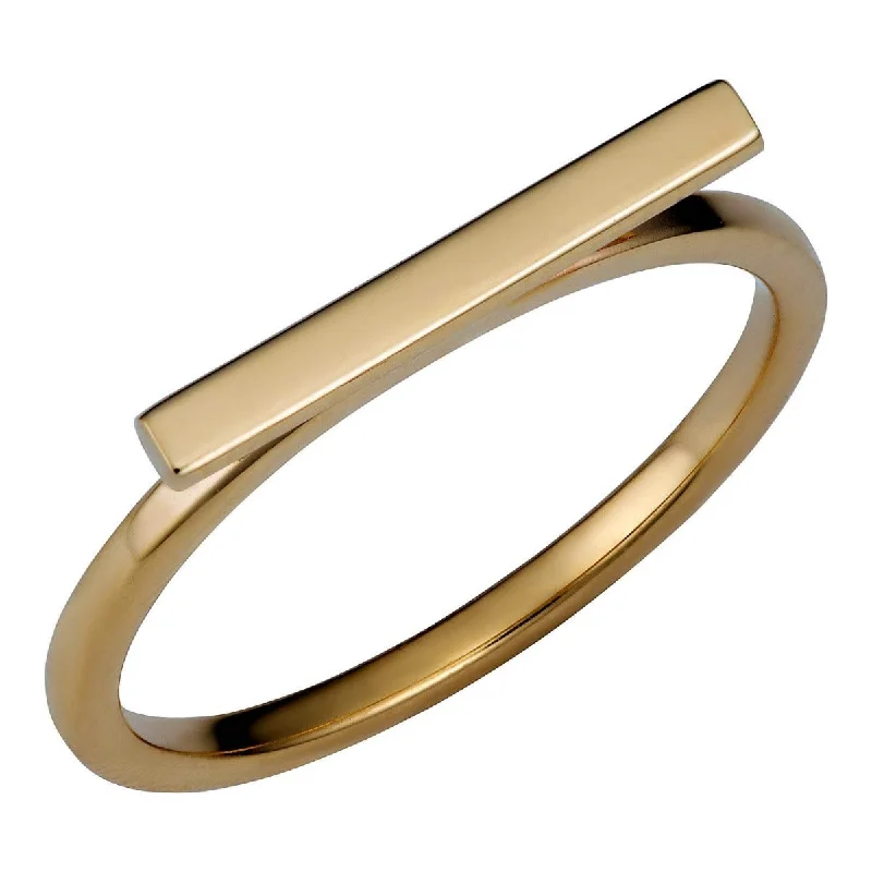 Fin motif ring-10KT Yellow Gold Fashion Horizontal Bar Ring