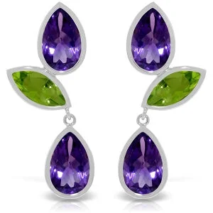 Extended diamond earrings-13.6 Carat 14K Solid White Gold Chandelier Earrings Amethyst Peridot