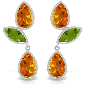 Subtle mesh earrings-13.6 Carat 14K Solid White Gold Chandelier Earrings Citrine Peridot