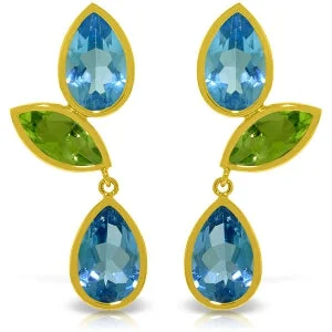 Glossy hematite earrings-13.6 Carat 14K Solid Yellow Gold Alexandra Blue Topaz Peridot Earrings