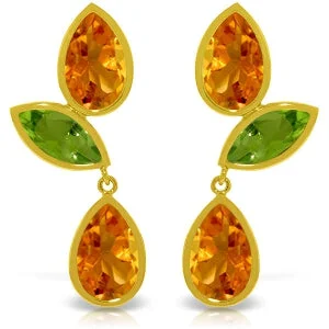 Precision cut earrings-13.6 Carat 14K Solid Yellow Gold Chandelier Earrings Citrine Peridot