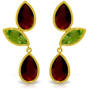 Dense sapphire earrings-13.6 Carat 14K Solid Yellow Gold Chandelier Earrings Garnet Peridot